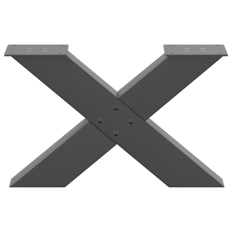 vidaXL 2 db antracitszürke X-alakú acél dohányzóasztal láb 50x(30-31) cm