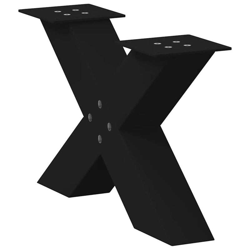 vidaXL 2 db fekete, X alakú acél dohányzóasztal láb 60 x (30-31) cm
