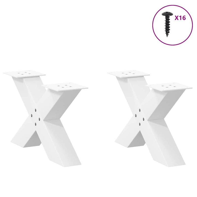 vidaXL 2 db fehér, X alakú acél dohányzóasztal láb 60 x (30-31) cm