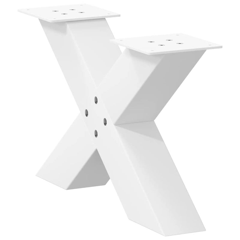 vidaXL 2 db fehér, X alakú acél dohányzóasztal láb 60 x (30-31) cm