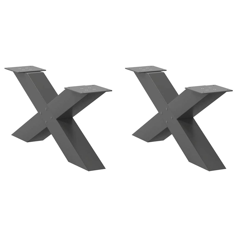 vidaXL 2 db antracitszürke X-alakú acél dohányzóasztal láb 70x(30-31) cm