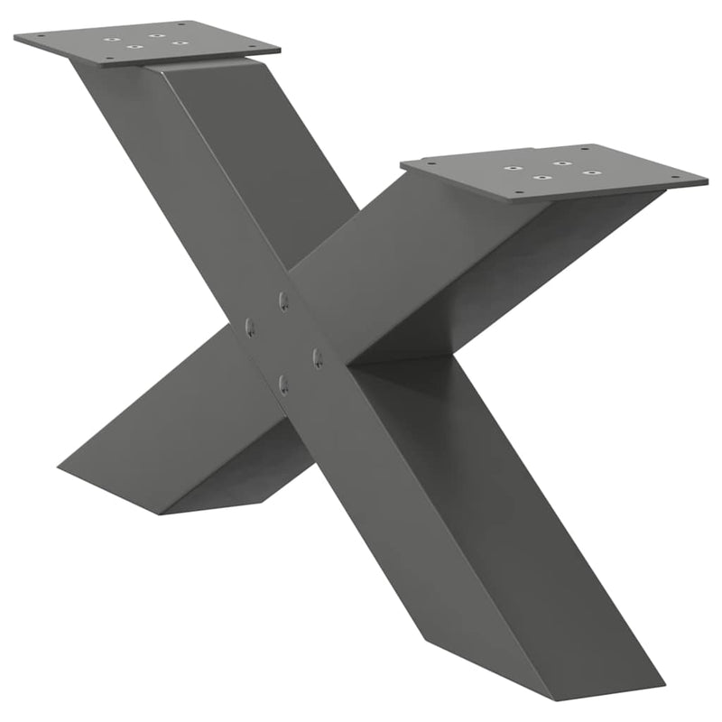 vidaXL 2 db antracitszürke X-alakú acél dohányzóasztal láb 70x(30-31) cm