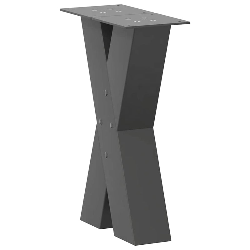 vidaXL 2 db antracitszürke X-alakú acél dohányzóasztal láb 28 x (42-43) cm