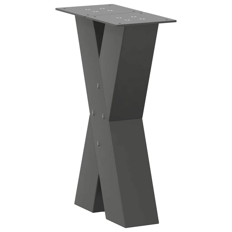 vidaXL 2 db antracitszürke X-alakú acél dohányzóasztal láb 38x(42-43) cm