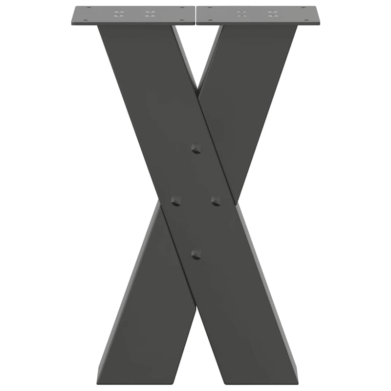 vidaXL 2 db antracitszürke X-alakú acél dohányzóasztal láb 38x(42-43) cm