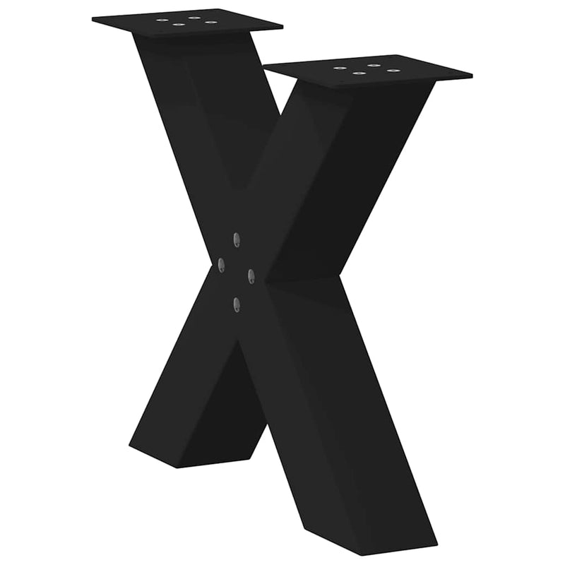 vidaXL 2 db fekete, X alakú acél dohányzóasztal láb 50 x (42-43) cm