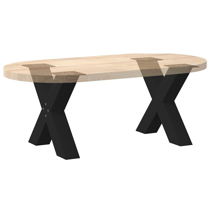 vidaXL 2 db fekete, X alakú acél dohányzóasztal láb 50 x (42-43) cm