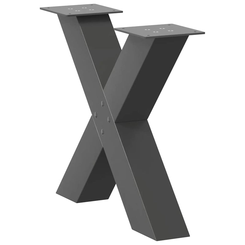 vidaXL 2 db antracitszürke X-alakú acél dohányzóasztal láb 60 x (42-43) cm