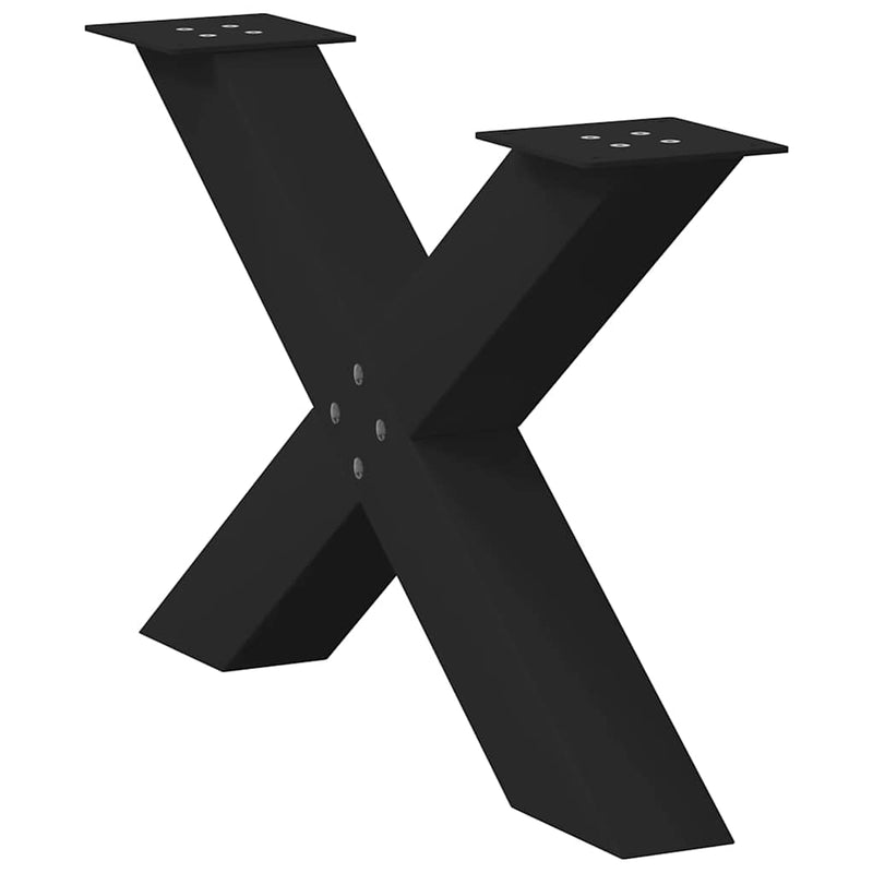 vidaXL 2 db fekete, X alakú acél dohányzóasztal láb 70 x (42-43) cm