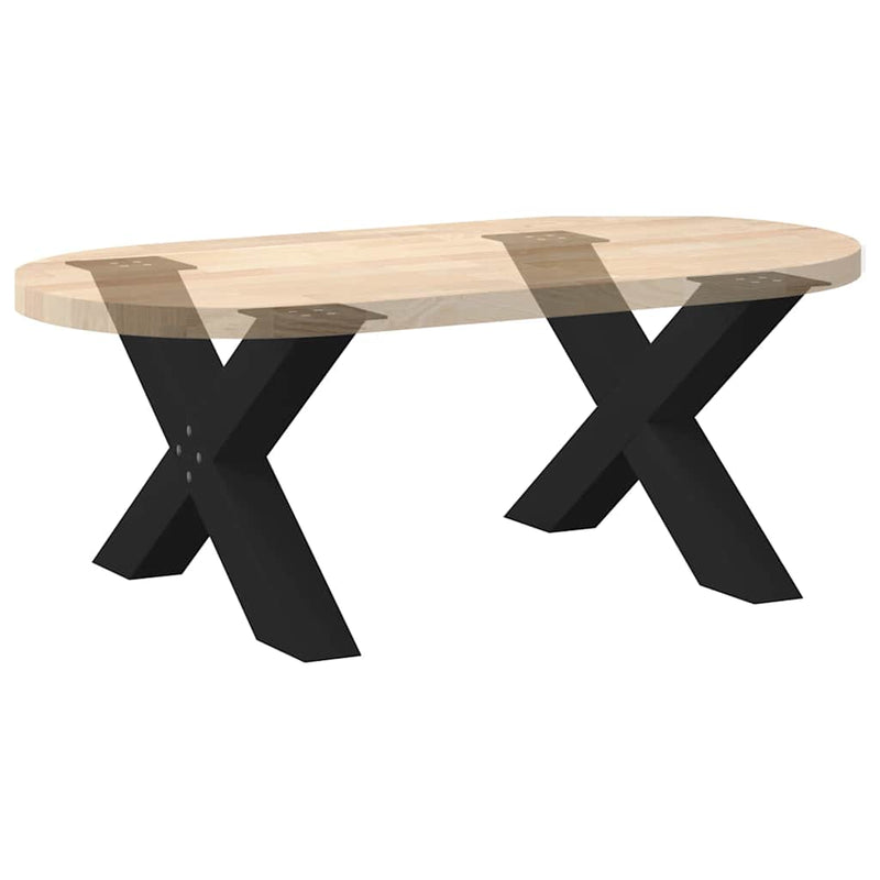 vidaXL 2 db fekete, X alakú acél dohányzóasztal láb 70 x (42-43) cm