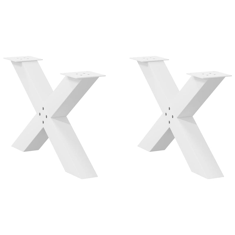 vidaXL 2 db fehér, X alakú dohányzóasztal láb 70 x (42-43) cm acél