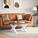 vidaXL 2 db fehér, X alakú dohányzóasztal láb 70 x (42-43) cm acél