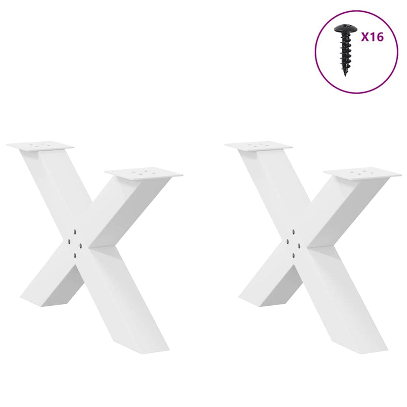 vidaXL 2 db fehér, X alakú dohányzóasztal láb 70 x (42-43) cm acél