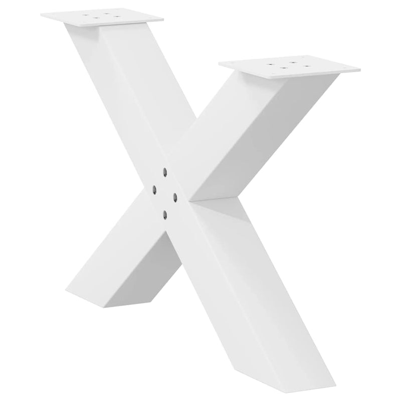 vidaXL 2 db fehér, X alakú dohányzóasztal láb 70 x (42-43) cm acél