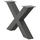 vidaXL 2 db antracitszürke X-alakú acél dohányzóasztal láb 70 x (42-43) cm