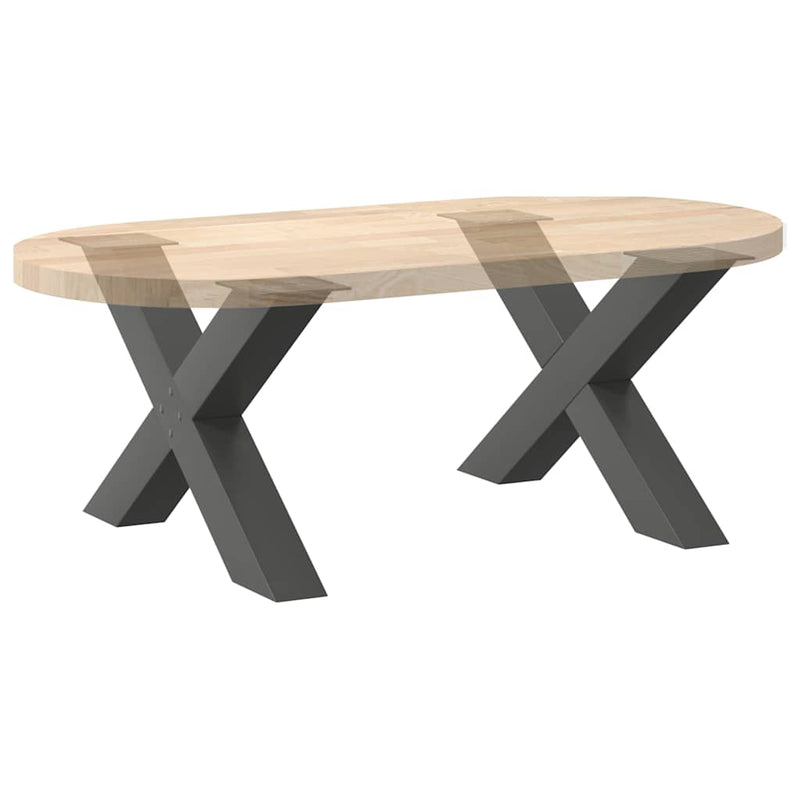 vidaXL 2 db antracitszürke X-alakú acél dohányzóasztal láb 70 x (42-43) cm