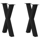 vidaXL 2 db X alakú étkezőasztal láb fekete acél 50 x (72-73) cm