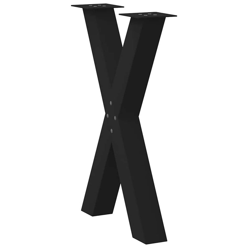 vidaXL 2 db X alakú étkezőasztal láb fekete acél 50 x (72-73) cm