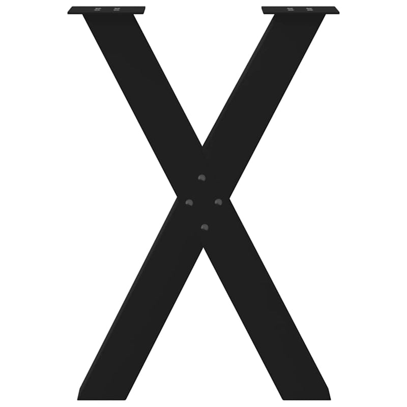 vidaXL 2 db X alakú étkezőasztal láb fekete acél 50 x (72-73) cm