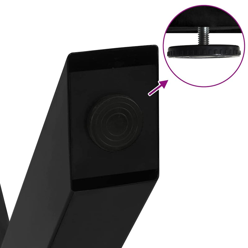 vidaXL 2 db X alakú étkezőasztal láb fekete acél 50 x (72-73) cm