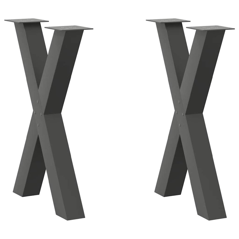 vidaXL 2 db antracitszürke X-alakú acél étkezőasztalláb 50x(72-73) cm