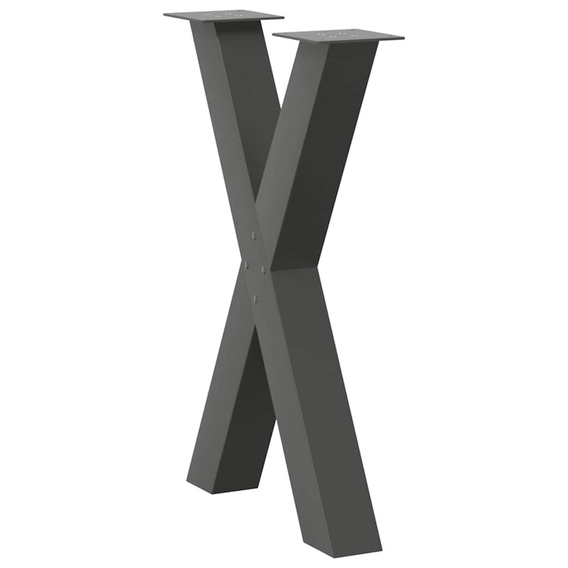 vidaXL 2 db antracitszürke X-alakú acél étkezőasztalláb 50x(72-73) cm