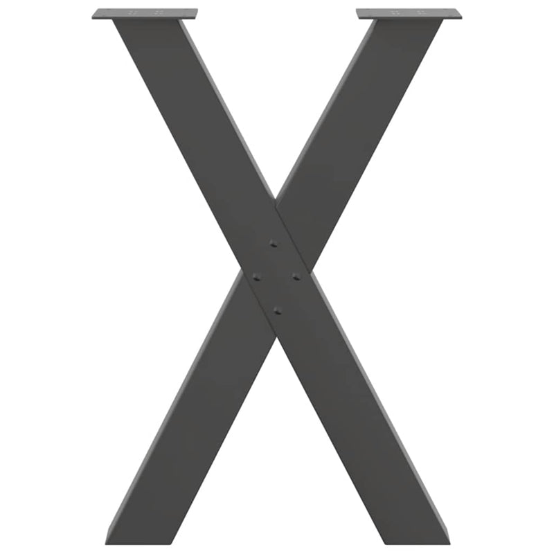 vidaXL 2 db antracitszürke X-alakú acél étkezőasztalláb 50x(72-73) cm