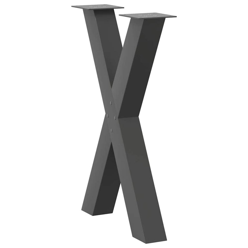 vidaXL 2 db antracitszürke X-alakú acél étkezőasztalláb 60x(72-73) cm