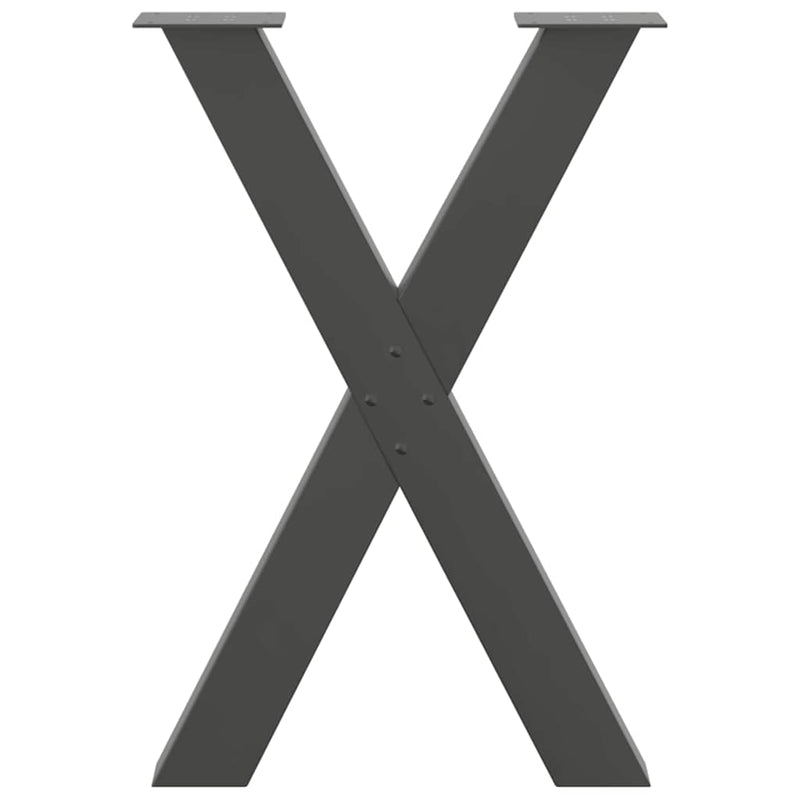 vidaXL 2 db antracitszürke X-alakú acél étkezőasztalláb 60x(72-73) cm