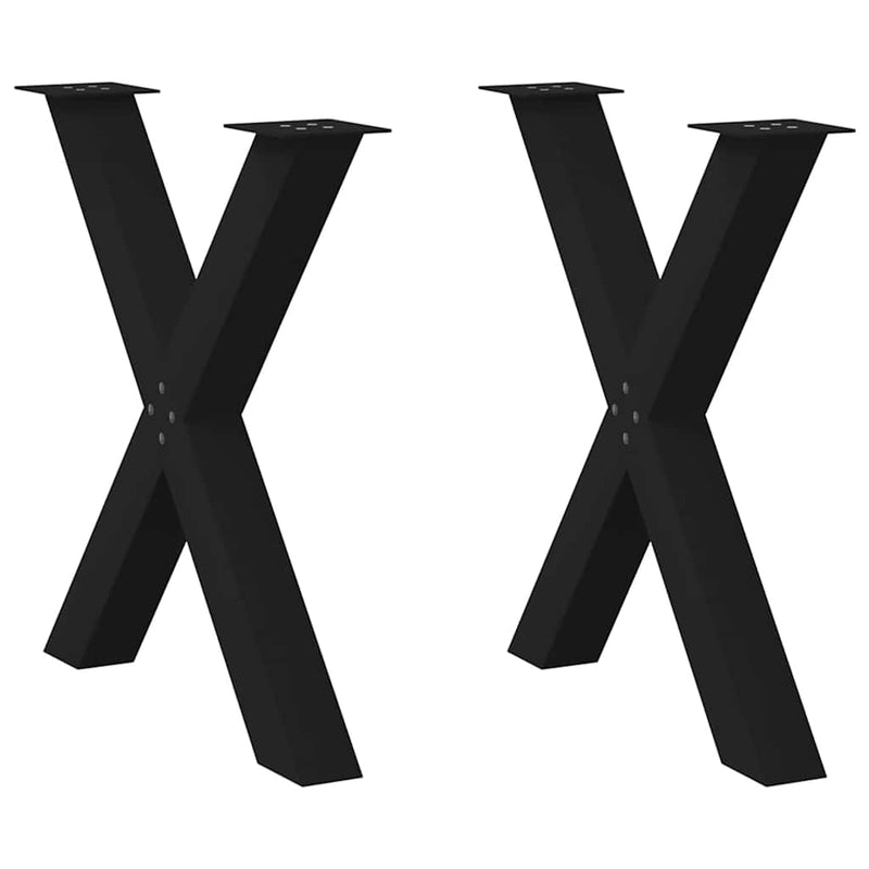 vidaXL 2 db X alakú étkezőasztal láb fekete, 70 x (72-73) cm acél