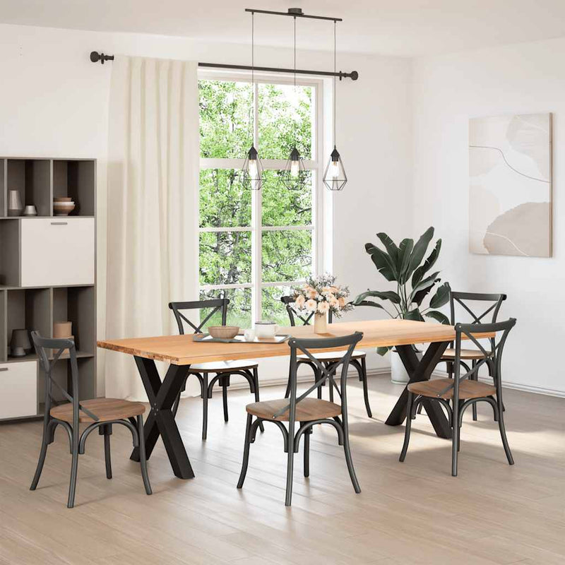 vidaXL 2 db X alakú étkezőasztal láb fekete, 70 x (72-73) cm acél