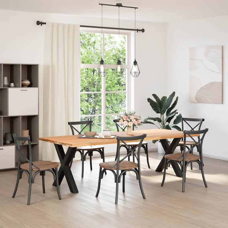 vidaXL 2 db X alakú étkezőasztal láb fekete 80 x (72-73) cm acél étkezőasztal láb
