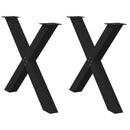 vidaXL 2 db X alakú étkezőasztal láb fekete, 90 x (72-73) cm acél