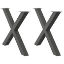 vidaXL 2 db antracitszürke X alakú acél étkezőasztal láb 90 x (72-73) cm