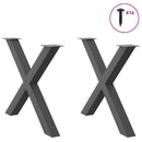 vidaXL 2 db antracitszürke X alakú acél étkezőasztal láb 90 x (72-73) cm