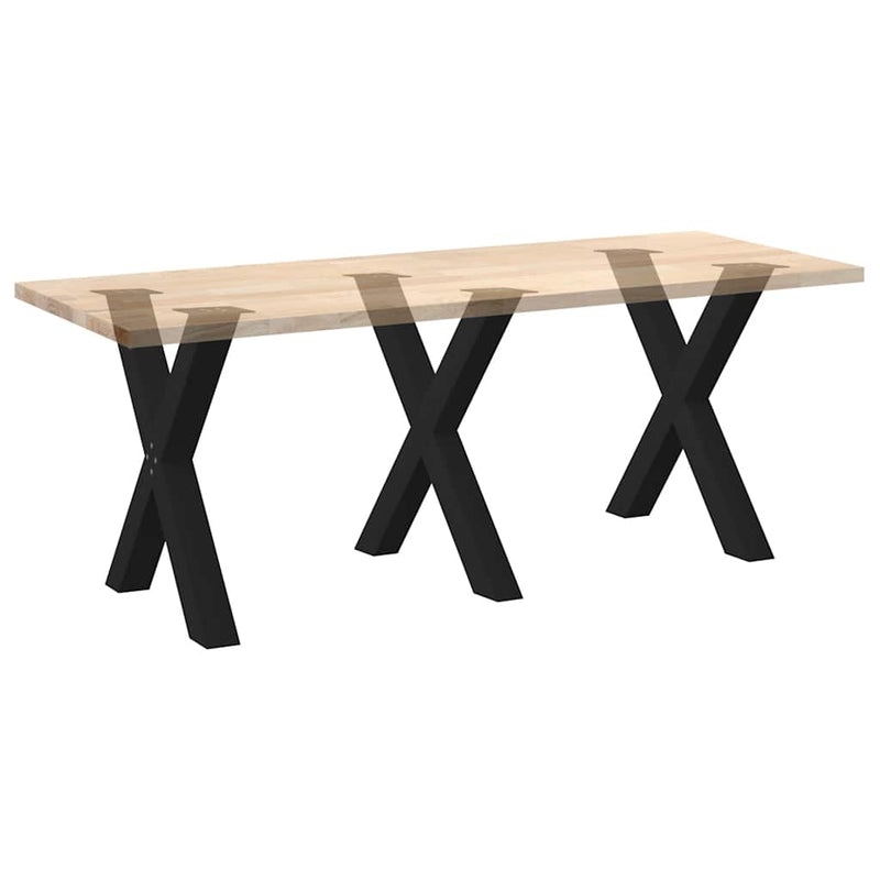 vidaXL 3 db X alakú étkezőasztal láb fekete, 70 x (72-73) cm acél