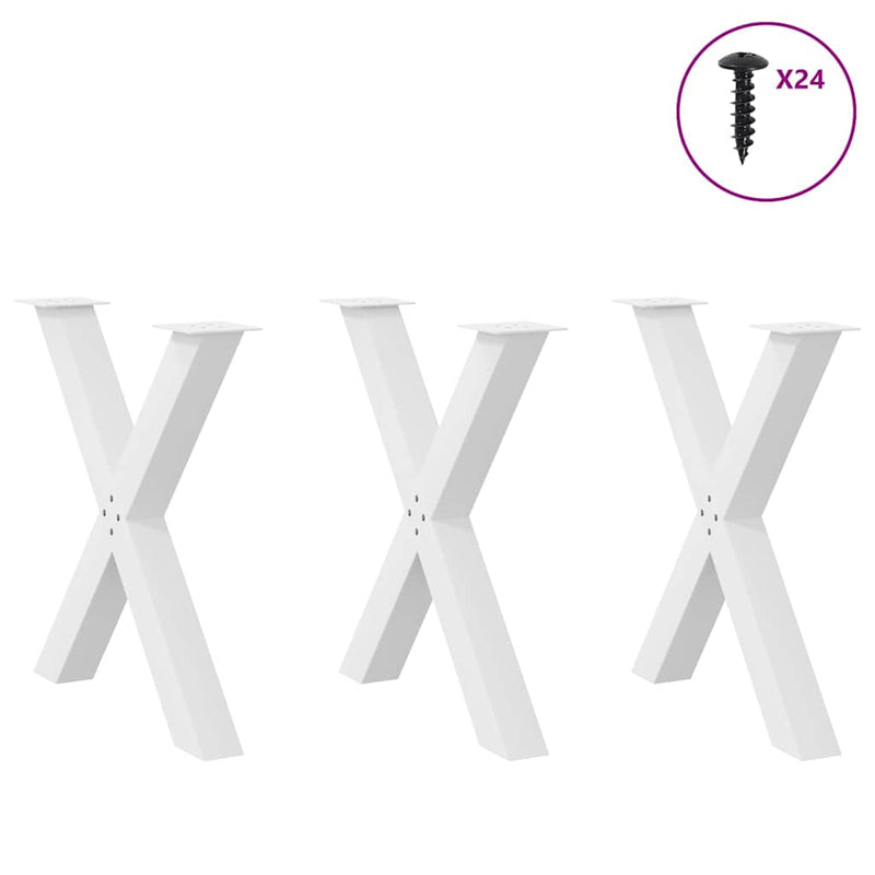 vidaXL 3 db fehér, X alakú étkezőasztal láb 70 x (72-73) cm acél étkezőasztal láb