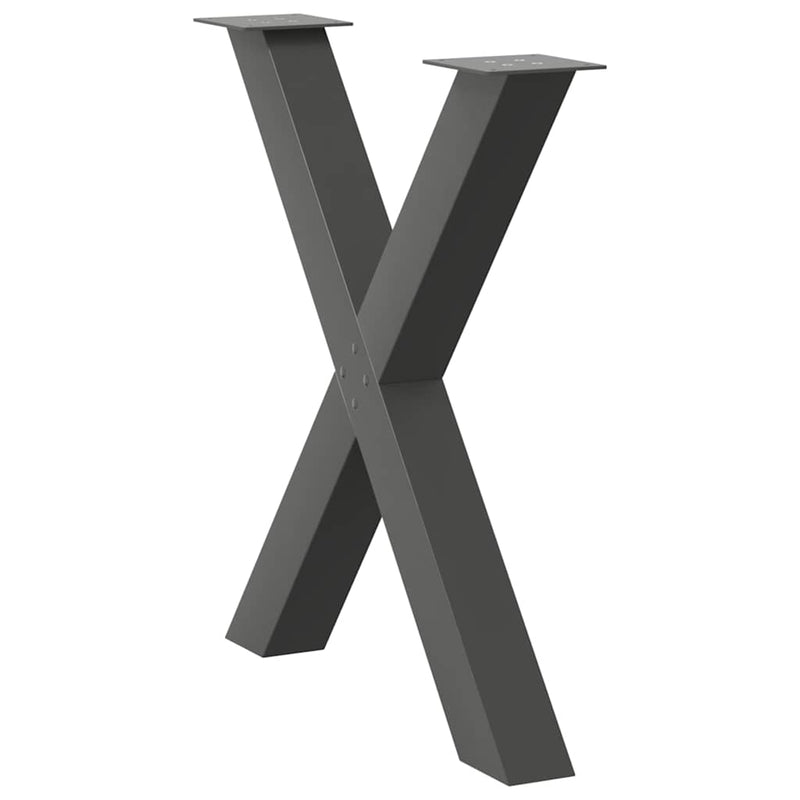 vidaXL 3 db antracitszürke X-alakú acél étkezőasztalláb 70x(72-73) cm