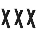 vidaXL 3 db X alakú étkezőasztal láb fekete 80 x (72-73) cm acél étkezőasztal láb