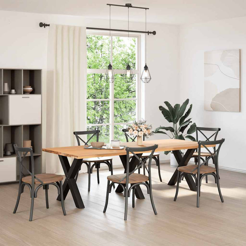 vidaXL 3 db X alakú étkezőasztal láb fekete 80 x (72-73) cm acél étkezőasztal láb