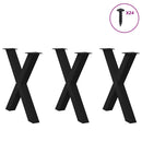 vidaXL 3 db X alakú étkezőasztal láb fekete 80 x (72-73) cm acél étkezőasztal láb