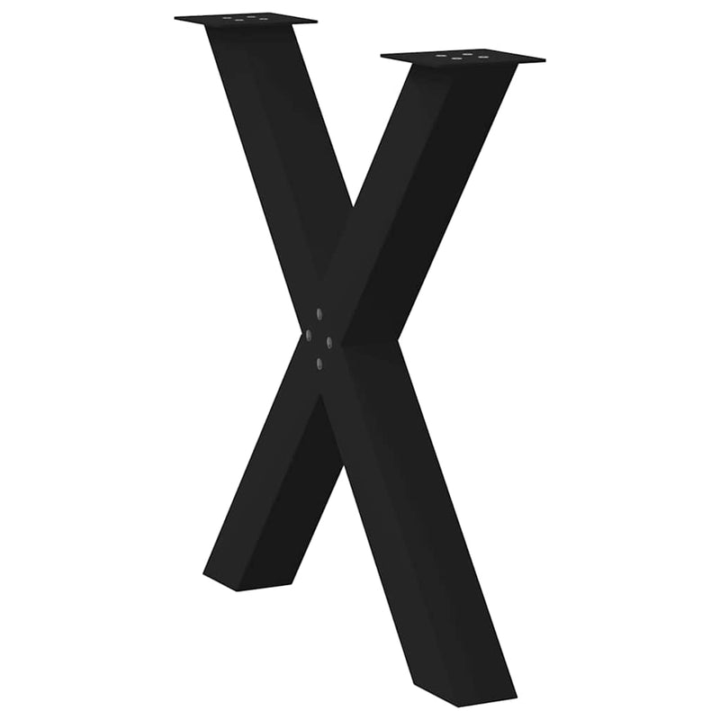 vidaXL 3 db X alakú étkezőasztal láb fekete 80 x (72-73) cm acél étkezőasztal láb