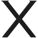 vidaXL 3 db X alakú étkezőasztal láb fekete 80 x (72-73) cm acél étkezőasztal láb