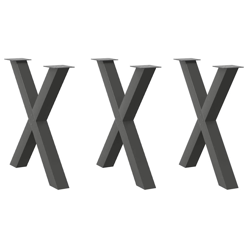 vidaXL 3 db antracitszürke X alakú acél étkezőasztal láb 80x(72-73) cm