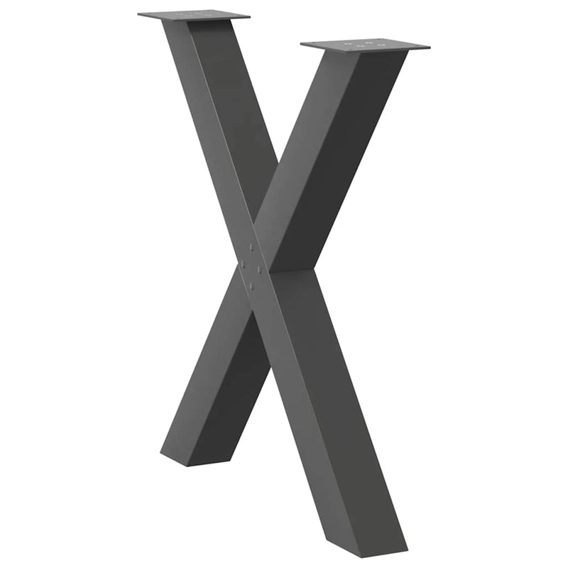 vidaXL 3 db antracitszürke X alakú acél étkezőasztal láb 80x(72-73) cm
