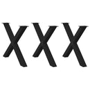vidaXL 3 db X alakú étkezőasztal láb fekete 90 x (72-73) cm acél étkezőasztal láb