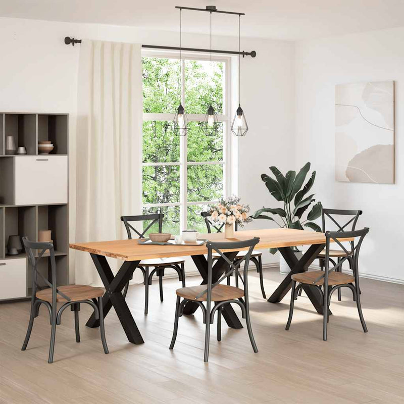 vidaXL 3 db X alakú étkezőasztal láb fekete 90 x (72-73) cm acél étkezőasztal láb