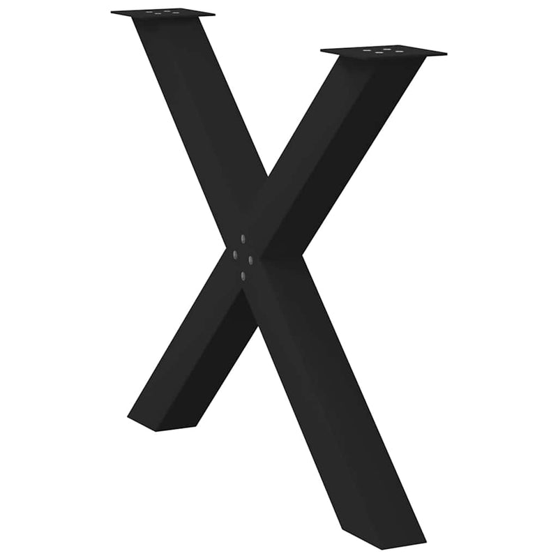 vidaXL 3 db X alakú étkezőasztal láb fekete 90 x (72-73) cm acél étkezőasztal láb