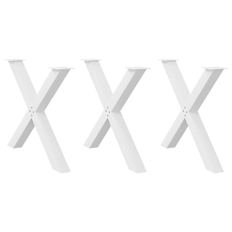 vidaXL 3 db X alakú étkezőasztal láb fehér 90 x (72-73) cm acél étkezőasztal láb