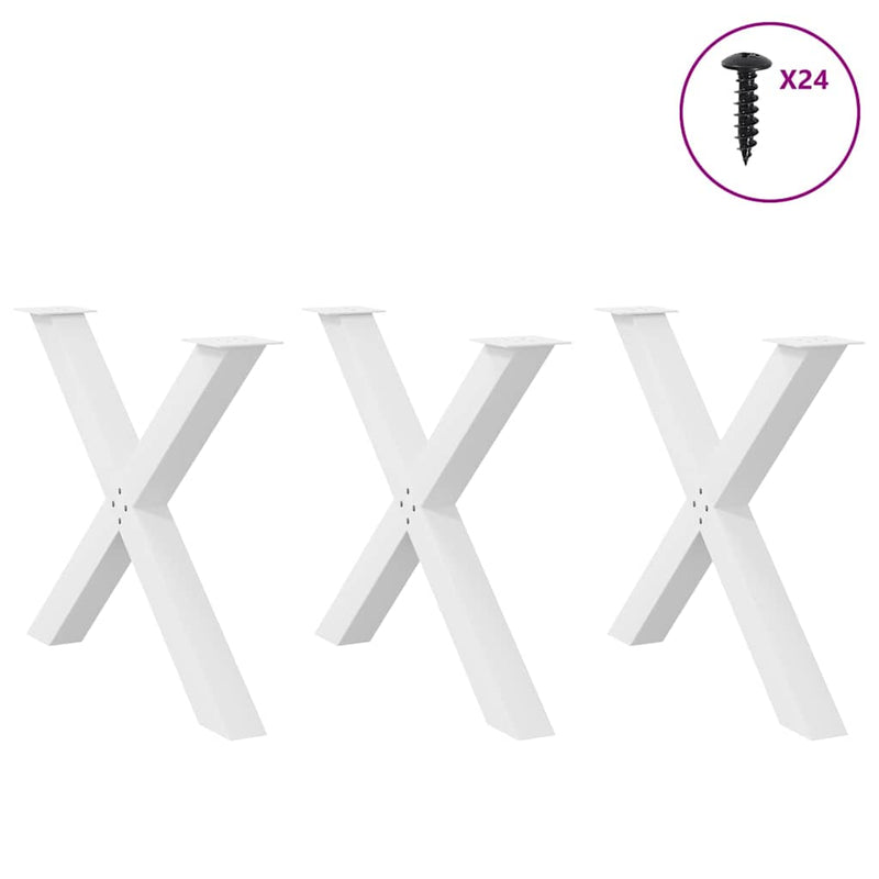 vidaXL 3 db X alakú étkezőasztal láb fehér 90 x (72-73) cm acél étkezőasztal láb